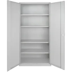 PROREGAL Flügeltürenschrank Owl mit 4 Fachboden | HxBxT 195x92x42cm | Lichtgrau