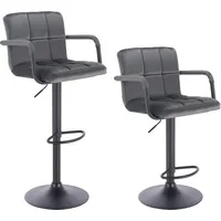 Woltu Barhocker 2er Set mit Rückenlehne höhenverstellbar drehbar 2x grau