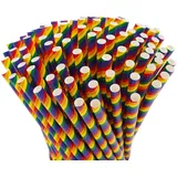 Papier Strohhalme lang Pride Flag, LGBTQ, 100 Stück, 23cm lang, 7mm Ø. Strohhalm Regenbogen Peace Flagge CSD Pride LGBTQ+ Queer friendly, biologisch abbaubar, Umweltfreundlich Einweg Trinkhalm (Lang)
