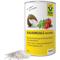 Raab Vitalfood Kaliumsalz-Mischung, Mineralsalzmischung mit 66,7% Natriumchlorid (Kochsalz) und 33% Kaliumchlorid, Kalium trägt zur Aufrechterhaltung eines normalen Blutdrucks bei (1 x 200 g Dose)