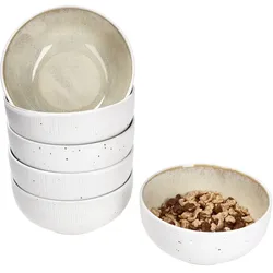 Tzia 6x Müslischale 350 ml Steingut Dessertschale Vanille Weiß Bowl Salat Snacks