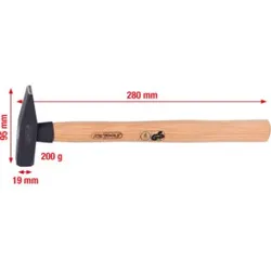 KS Tools Schlosserhammer mit Hickorystiel, 200g