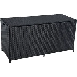 Estexo Auflagenbox Poly Rattan Kissenbox Gartenbox Aufbewahrungsbox Schwarz