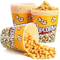 Tebery 12 Stück Popcorn-Behälter aus Kunststoff, wiederverwendbar, Popcorn-Eimer, für Filmabende, 17,8 x 17,8 cm