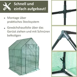 NATIV Foliengewächshaus mit 4 Ablagefächern, Tomatenhaus 143 x 143 cm, 195 cm hoch
