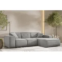 Fun Möbel Ecksofa Designersofa CESINA Stoff Opera Velvet Steingrau