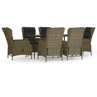 VidaXL 7-tlg. Garten-Essgruppe Braun Poly Rattan