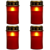 4 Grablampe LED Grablichter Grabkerze Flackerndes Kerzenlicht Rot ohne Batterien