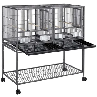 Yaheetech Großer Vogelkäfig Vögel Doppelkäfig Trennwand Trenngitter Zuchtkäfig geteilter Brutkäfig