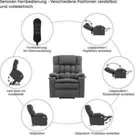 MCombo Fernsehsessel Stoff 86 x 112 x 100 cm grau