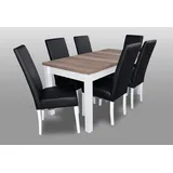 aea Moderne Esszimmer Leder Tisch Stuhl Garnitur Komplett), Set 7 teiliges Set Stühle