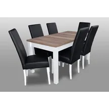 aea Moderne Esszimmer Leder Tisch Stuhl Garnitur Komplett), Set 7 teiliges Set Stühle