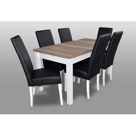 aea Moderne Esszimmer Leder Tisch Stuhl Garnitur Komplett), Set 7 teiliges Set Stühle
