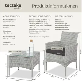 Tectake Luzern Set 3-tlg. hellgrau