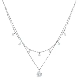 Elli Layer Plättchen Disc Sonne 925 Silber Weiß Damen 