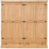 VCM ebuy24 New Mexico Kleiderschrank 4-Trg. mit 2 Schubladen Breite 194 cm, Höhe 195 cm gelaugt/Wachs.