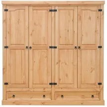 VCM ebuy24 New Mexico Kleiderschrank 4-Trg. mit 2 Schubladen Breite 194 cm, Höhe 195 cm gelaugt/Wachs.