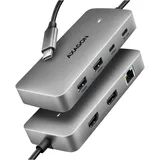 AXAGON HMC-CUB83X2 USB-C 10Gbps 2x USB-A, HDMI & DP 4k/144Hz, RJ-45, PD 100W
