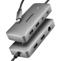 AXAGON HMC-CUB83X2, 10Gbps 2x USB-A, USB-C HDMI & DP 4k/144Hz, RJ-45, PD 100W