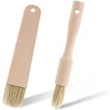 Ouligay 2 Stück Backpinsel Naturborsten Holz Grillpinsel Backen Ölpinsel Geölt Pastry Brushes BBQ Pinsel Koch Holzgriff Baking Brush für Grillen Rühren Kochen Sauce Marinade, 19cm Länge