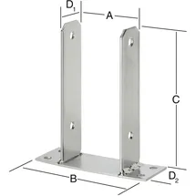 Vormann Schwerer Stützenschuh 91 x 180 x 200 mm Edelstahl
