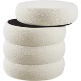 Tectake tectake® Sitzhocker mit Stauraum, rund, gepolstert, weicher, pflegeleichter Bezug
