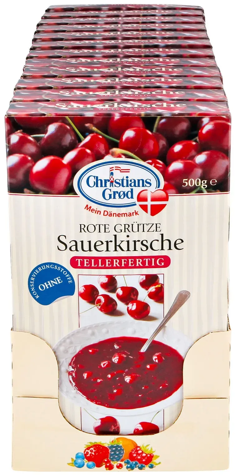 Christians Grod Rote Grütze Sauerkirsch 500 g, 12er Pack