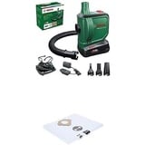 Bundle of Bosch elektrische Luftpumpe/Luftpumpe für Luftmatratze EasyInflate 18V-500 (1x 2,0 Ah Akku; 18 Volt System; zum Aufblasen und Entleeren; im Karton) + Bosch 4x Vlies Staubsaugerbeutel