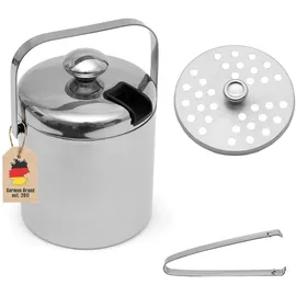 Intirilife 4-teiliges Eiskübel Set, Flaschenkühler, Silber