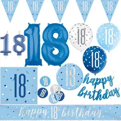 18. Geburtstag Partydeko blau Mann hellblau Geburtstagsparty Artikel Set volljährig Erwachsen