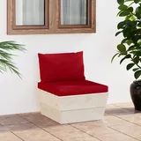 vidaXL Garten-Paletten-Mittelsofa natur/rot