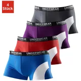 Authentic Underwear Boxershorts unifarben blau/grau/lila/rot S 4er Pack