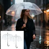 shop'n smile ideoon 2er-Set Transparenter Regenschirm mit Automatik, 85 cm Durchmesser, klarer Glockenschirm für Damen & Herren, robuster Stockschirm mit Einhand-Öffnung