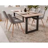 Furn.Design Esstisch Sonoma und Anthrazit Industrial ausziehbar 160 - 200 cm bis 8 Personen Malta - Naturbelassen/Schwarz