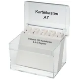 Maul Karteikasten A7 für 400 Karteikarten glasklar mit Deckel