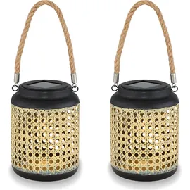 bmf-versand Solarlampe Garten 2er Set Laterne 30cm Solarleuchten Außen Außenleuchte Solar - Schwarz/Braun