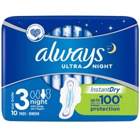 Always Ultra Night Damen-Binden mit Flügeln, 1x10 Binden