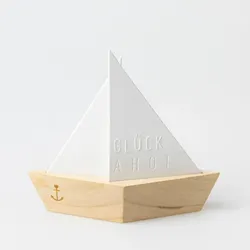 räder Meeresrauschen Lichtschiff Glück Ahoi Porzellan weiß