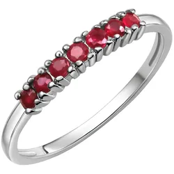 Fingerring "Gold 375 mit echten Rubinen" Gr. 54, weiß (weiß, rot), FASCINATION BY ELLEN K., Fingerringe, Damen, 054 (17,2), Gold