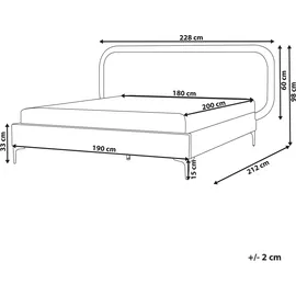 Beliani Suzette 180 x 200 cm Hellgrau