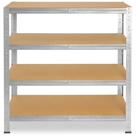 shelfplaza HOME 100x30x50 cm Schwerlastregal in verzinkt mit 4 Böden und 175 kg Traglast pro Boden