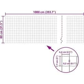 vidaXL Eurozaun 10 x 0,8 m Grau/Stahl