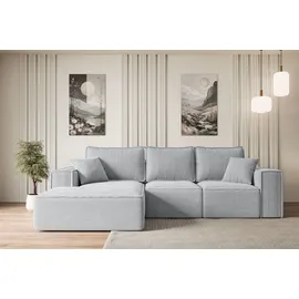 altdecor Ecksofa Cord mit Schlaffunktion und Bettkasten 2-Sitzer Grau