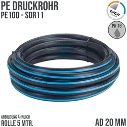 20 x 2,0 mm PE PP Rohr HD Druckrohr Trink Brauch Wasser PE 100 DVGW SDR 11 PN 12...