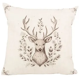 Clayre & Eef Kissenbezug Hirsch 45 x 45 cm Braun/Grau