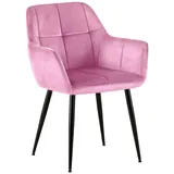 CLP Esszimmerstuhl Emia, Armlehnen, Polsterstuhl Samt, Metallgestell rosa
