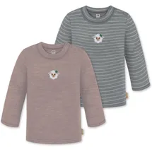 normani Outdoor Sports 2er Pack Baby Merino Longsleeve Taupo in Rosa/Grau | Gr.: 74/80