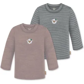 normani Outdoor Sports 2er Pack Baby Merino Longsleeve Taupo in Rosa/Grau | Gr.: 74/80