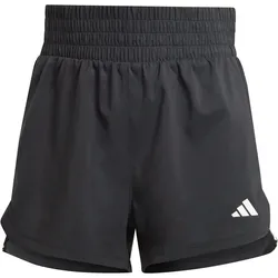 adidas Pacer Training 3-Streifen Woven High Rise Trainingsshorts Damen IT7760 - black/white S/3"