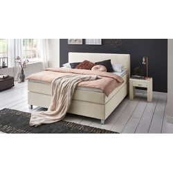 Stoff-Boxspringbett in creme 100x200 cm bis 90 kg - Ferryland